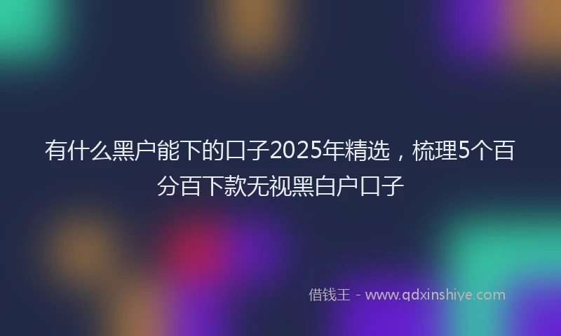 有什么黑户能下的口子2025年精选，梳理5个百分百下款无视黑白户口子