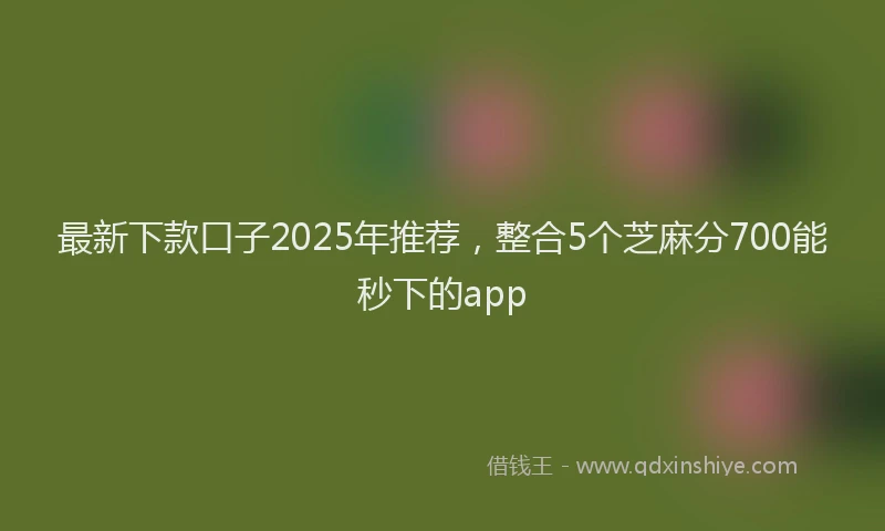 最新下款口子2025年推荐，整合5个芝麻分700能秒下的app