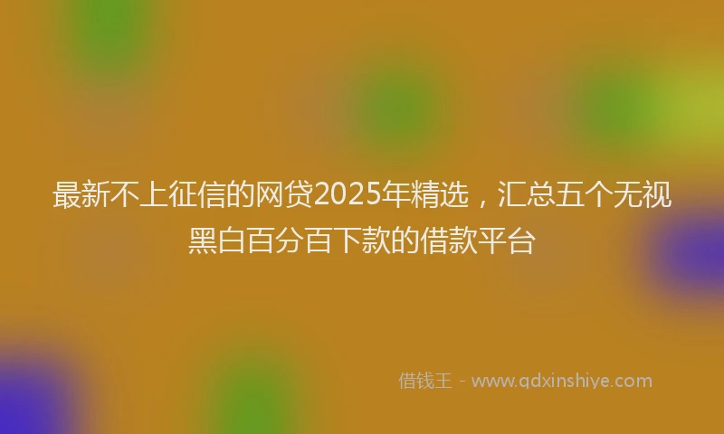 最新不上征信的网贷2025年精选，汇总五个无视黑白百分百下款的借款平台