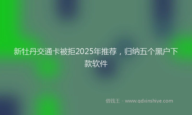 新牡丹交通卡被拒2025年推荐，归纳五个黑户下款软件