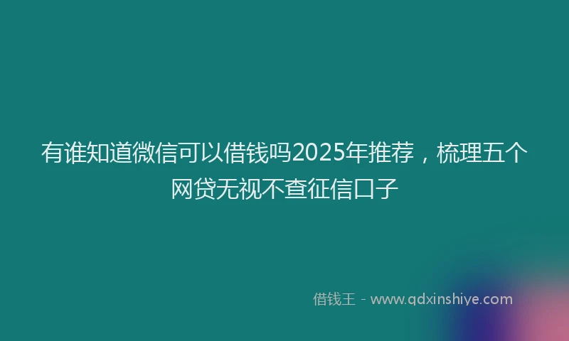 有谁知道微信可以借钱吗2025年推荐，梳理五个网贷无视不查征信口子