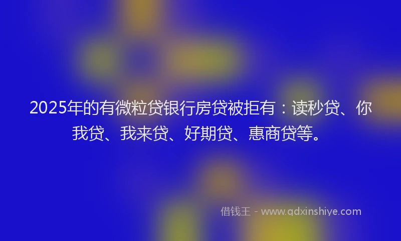2025年的有微粒贷银行房贷被拒有：读秒贷、你我贷、我来贷、好期贷、惠商贷等。