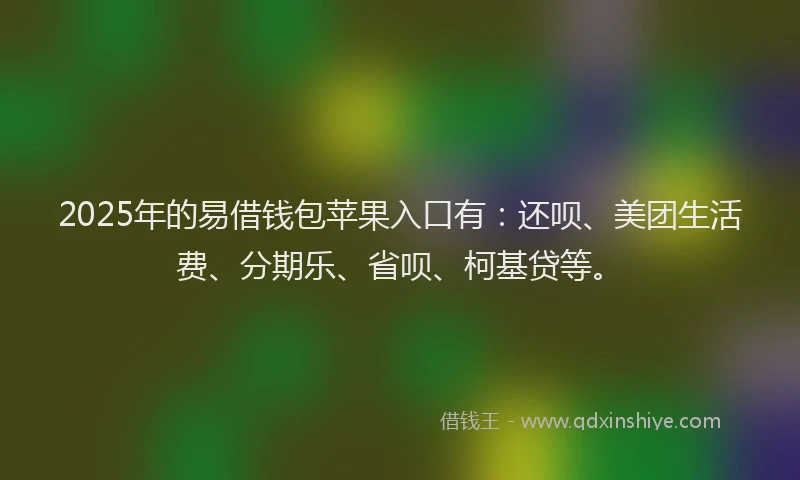 2025年的易借钱包苹果入口有：还呗、美团生活费、分期乐、省呗、柯基贷等。