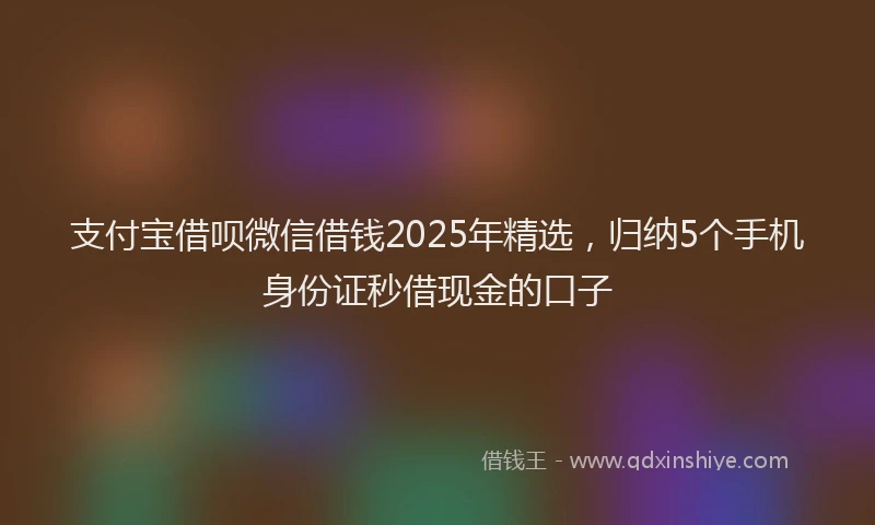 支付宝借呗微信借钱2025年精选，归纳5个手机身份证秒借现金的口子