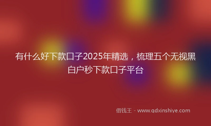 有什么好下款口子2025年精选，梳理五个无视黑白户秒下款口子平台
