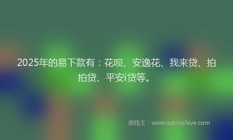 2025年的易下款有：花呗、安逸花、我来贷、拍拍贷、平安i贷等。