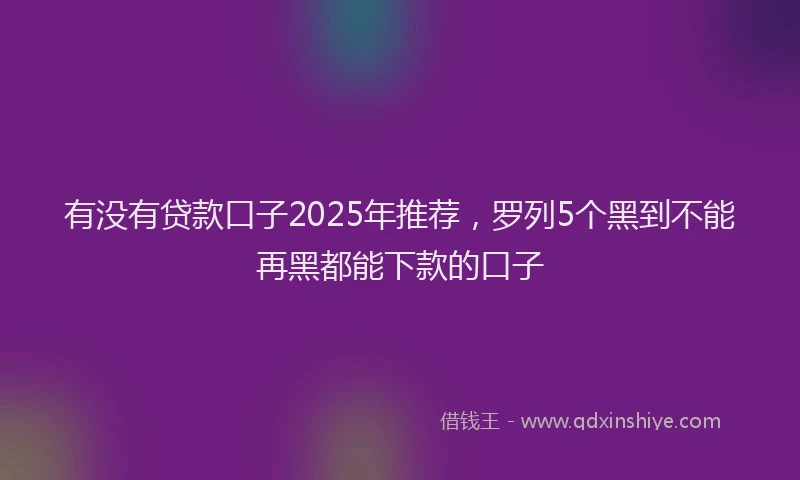 有没有贷款口子2025年推荐，罗列5个黑到不能再黑都能下款的口子