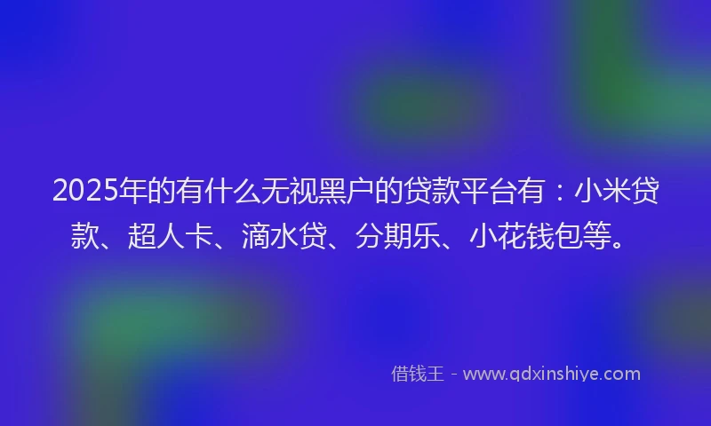 2025年的有什么无视黑户的贷款平台有：小米贷款、超人卡、滴水贷、分期乐、小花钱包等。