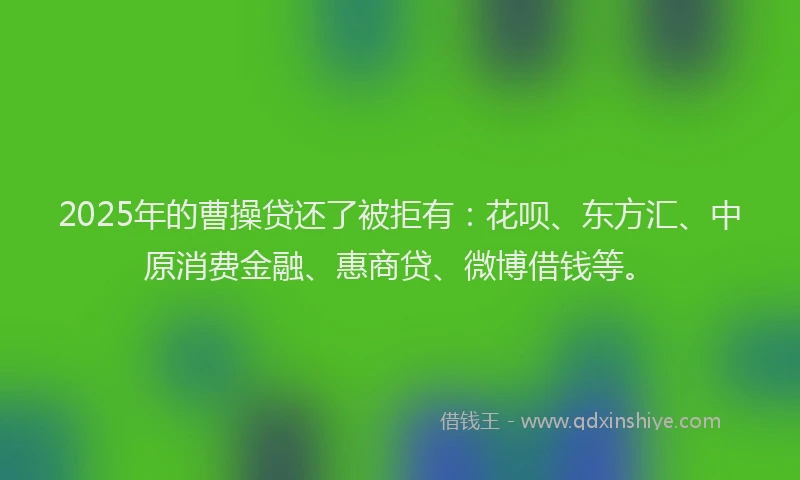 2025年的曹操贷还了被拒有：花呗、东方汇、中原消费金融、惠商贷、微博借钱等。
