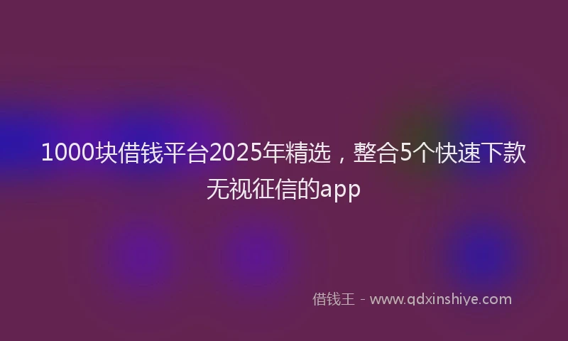 1000块借钱平台2025年精选，整合5个快速下款无视征信的app