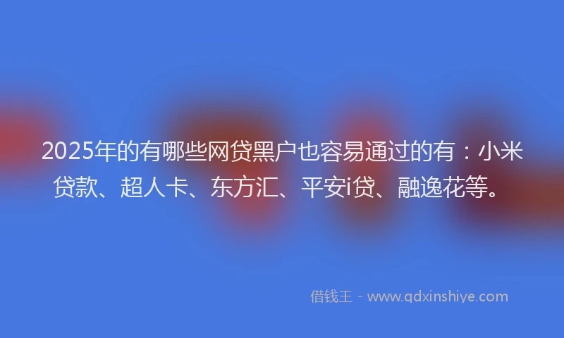 2025年的有哪些网贷黑户也容易通过的有：小米贷款、超人卡、东方汇、平安i贷、融逸花等。