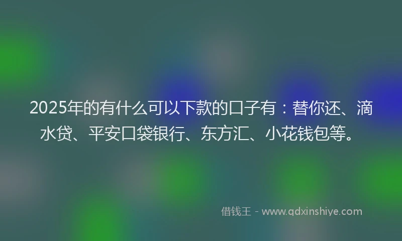 2025年的有什么可以下款的口子有：替你还、滴水贷、平安口袋银行、东方汇、小花钱包等。