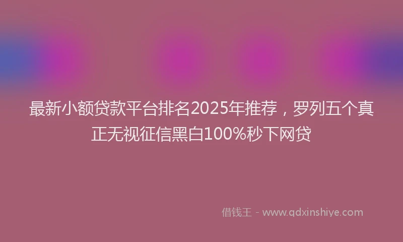 最新小额贷款平台排名2025年推荐，罗列五个真正无视征信黑白100%秒下网贷