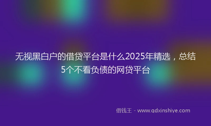 无视黑白户的借贷平台是什么2025年精选，总结5个不看负债的网贷平台