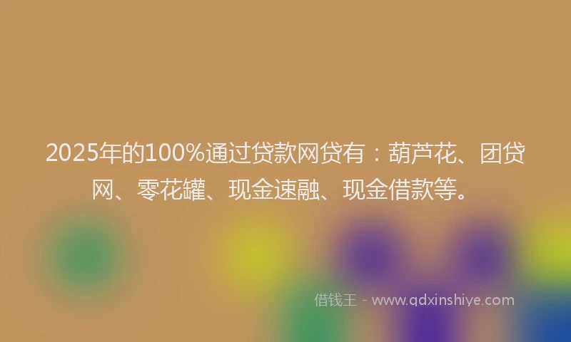 2025年的100%通过贷款网贷有：葫芦花、团贷网、零花罐、现金速融、现金借款等。