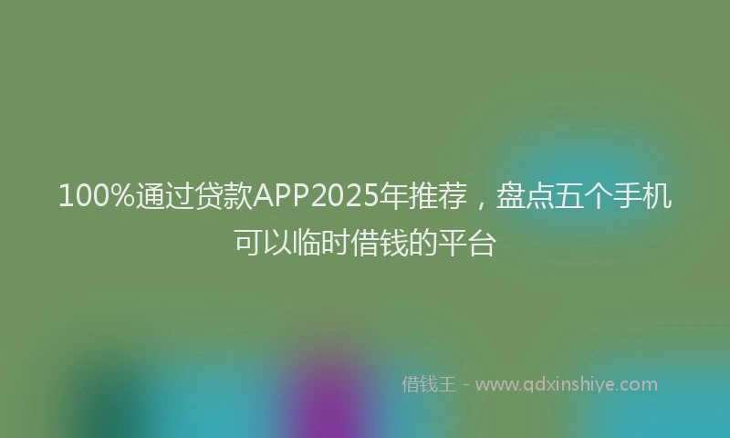 100%通过贷款APP2025年推荐，盘点五个手机可以临时借钱的平台
