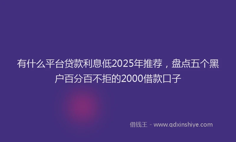 有什么平台贷款利息低2025年推荐，盘点五个黑户百分百不拒的2000借款口子
