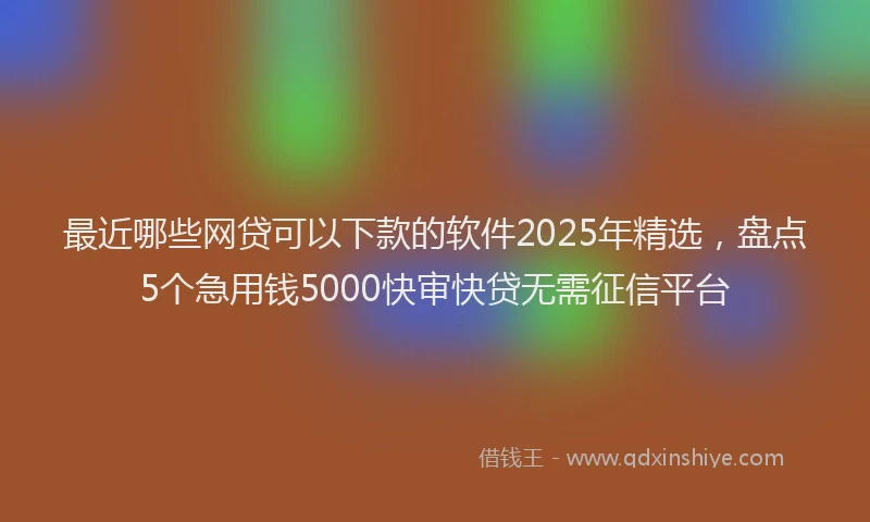最近哪些网贷可以下款的软件2025年精选，盘点5个急用钱5000快审快贷无需征信平台