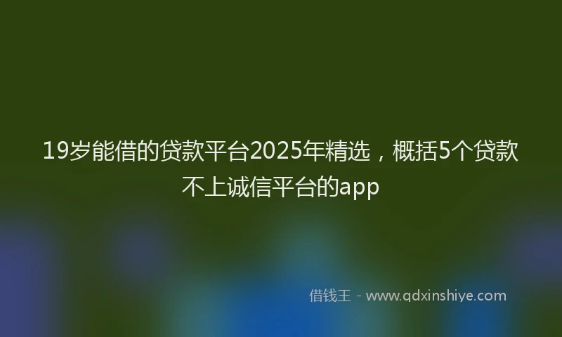 19岁能借的贷款平台2025年精选，概括5个贷款不上诚信平台的app