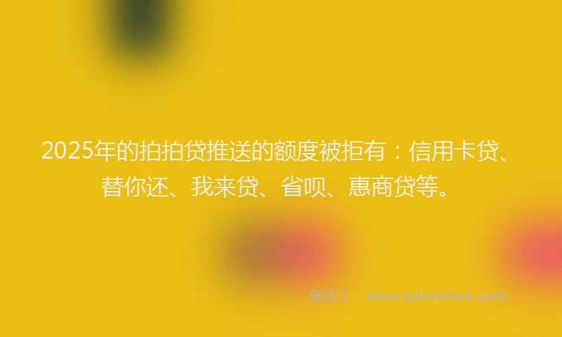 2025年的拍拍贷推送的额度被拒有：信用卡贷、替你还、我来贷、省呗、惠商贷等。