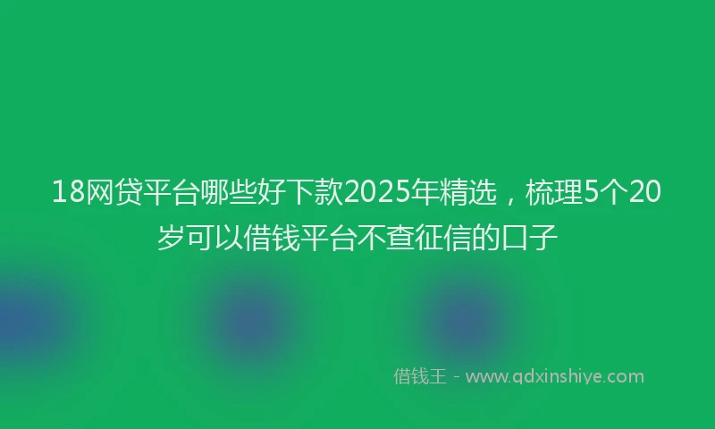 18网贷平台哪些好下款2025年精选，梳理5个20岁可以借钱平台不查征信的口子