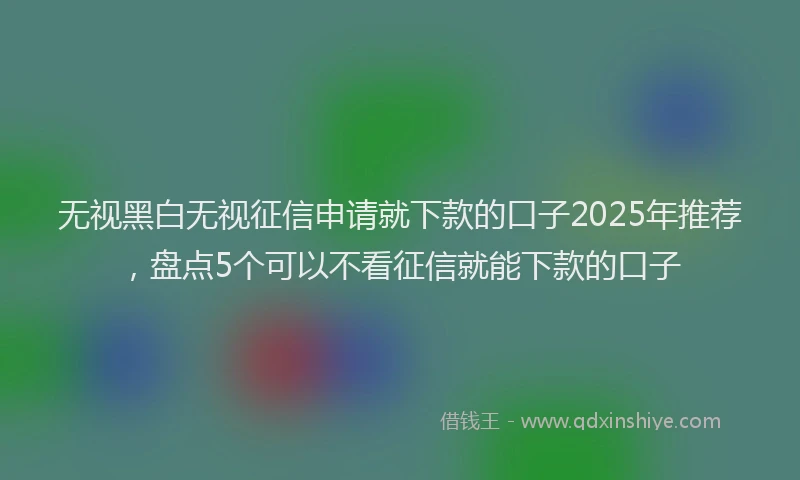 无视黑白无视征信申请就下款的口子2025年推荐，盘点5个可以不看征信就能下款的口子