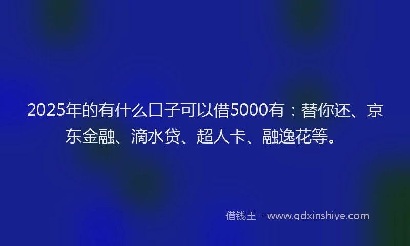 2025年的有什么口子可以借5000有：替你还、京东金融、滴水贷、超人卡、融逸花等。