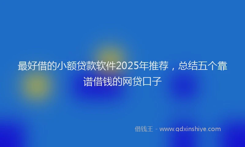 最好借的小额贷款软件2025年推荐，总结五个靠谱借钱的网贷口子