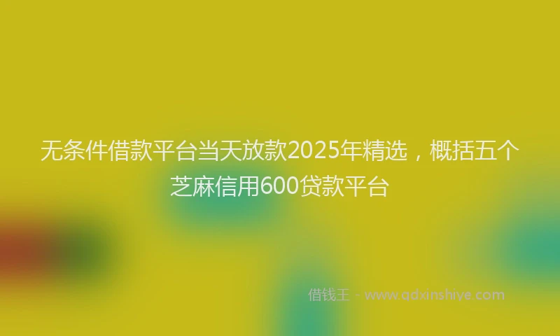 无条件借款平台当天放款2025年精选，概括五个芝麻信用600贷款平台