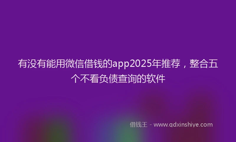 有没有能用微信借钱的app2025年推荐，整合五个不看负债查询的软件
