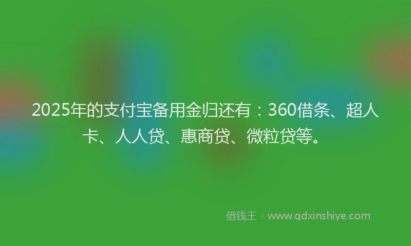 2025年的支付宝备用金归还有：360借条、超人卡、人人贷、惠商贷、微粒贷等。