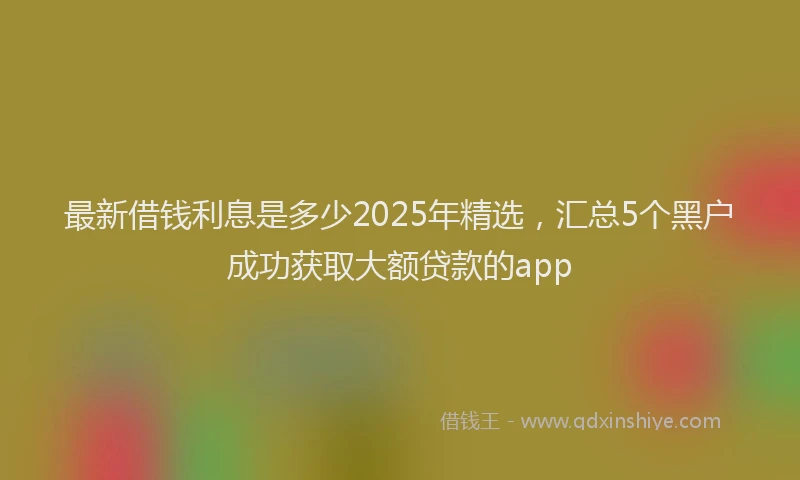最新借钱利息是多少2025年精选，汇总5个黑户成功获取大额贷款的app