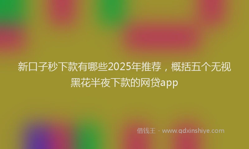 新口子秒下款有哪些2025年推荐，概括五个无视黑花半夜下款的网贷app