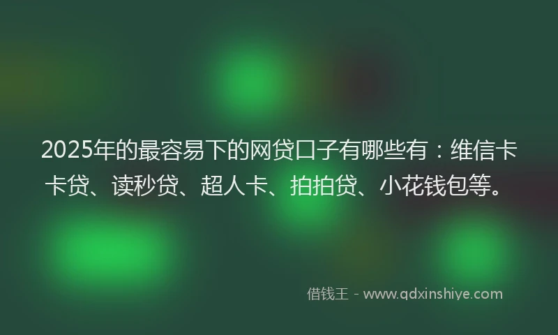 2025年的最容易下的网贷口子有哪些有：维信卡卡贷、读秒贷、超人卡、拍拍贷、小花钱包等。