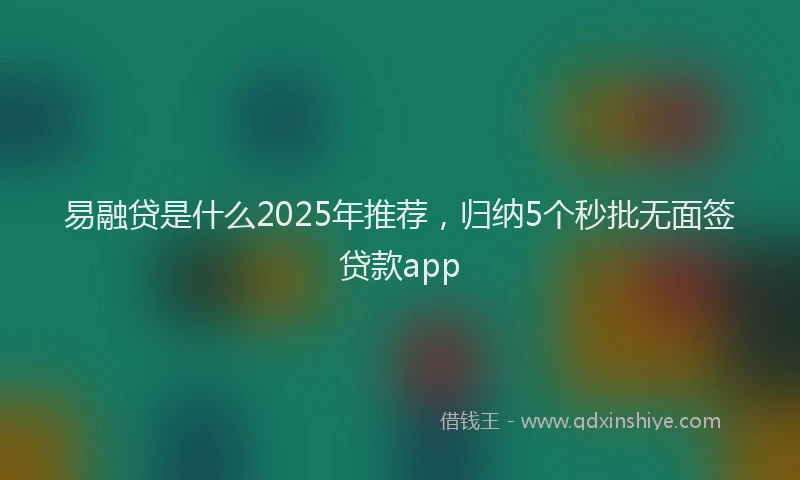 易融贷是什么2025年推荐，归纳5个秒批无面签贷款app