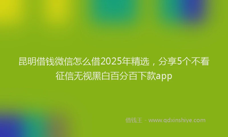 昆明借钱微信怎么借2025年精选，分享5个不看征信无视黑白百分百下款app