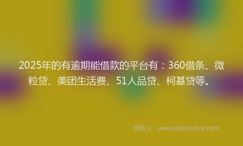 2025年的有逾期能借款的平台有：360借条、微粒贷、美团生活费、51人品贷、柯基贷等。