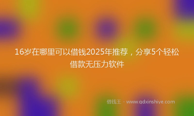 16岁在哪里可以借钱2025年推荐，分享5个轻松借款无压力软件