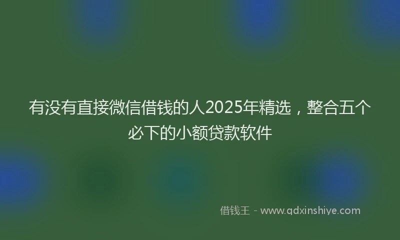 有没有直接微信借钱的人2025年精选，整合五个必下的小额贷款软件