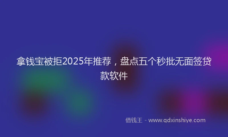 拿钱宝被拒2025年推荐，盘点五个秒批无面签贷款软件