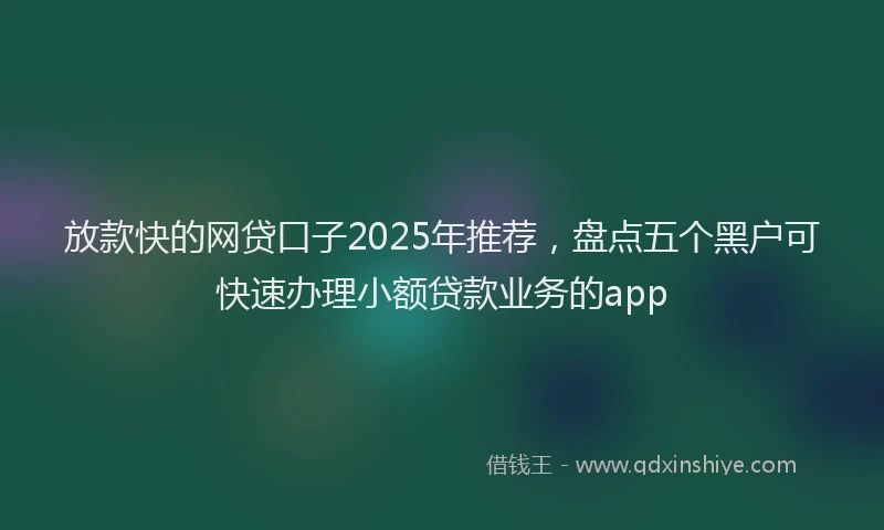 放款快的网贷口子2025年推荐，盘点五个黑户可快速办理小额贷款业务的app