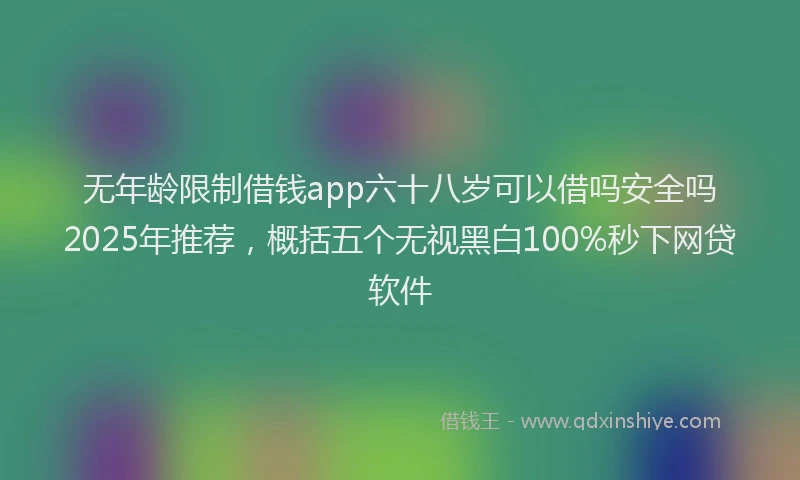 无年龄限制借钱app六十八岁可以借吗安全吗2025年推荐，概括五个无视黑白100%秒下网贷软件