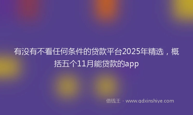 有没有不看任何条件的贷款平台2025年精选，概括五个11月能贷款的app
