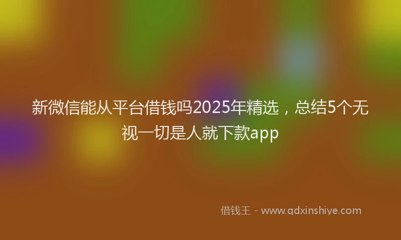 新微信能从平台借钱吗2025年精选，总结5个无视一切是人就下款app