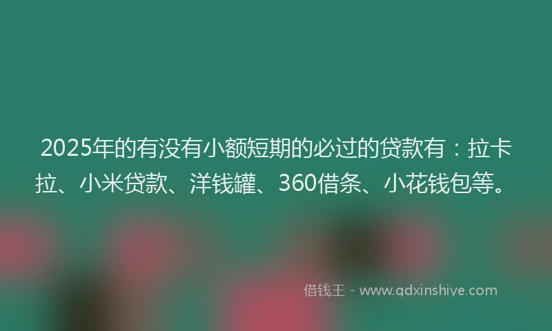 2025年的有没有小额短期的必过的贷款有：拉卡拉、小米贷款、洋钱罐、360借条、小花钱包等。