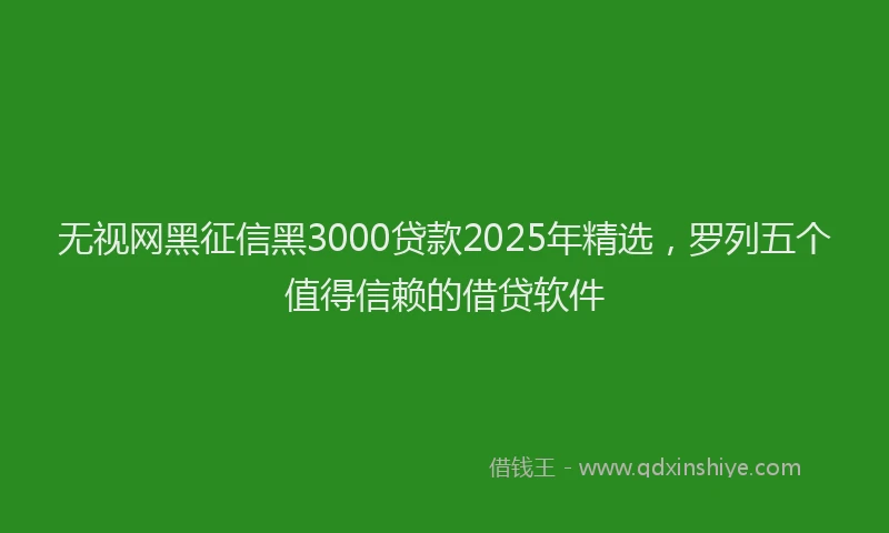 无视网黑征信黑3000贷款2025年精选，罗列五个值得信赖的借贷软件