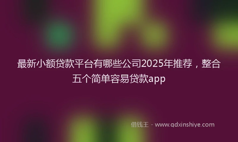 最新小额贷款平台有哪些公司2025年推荐，整合五个简单容易贷款app