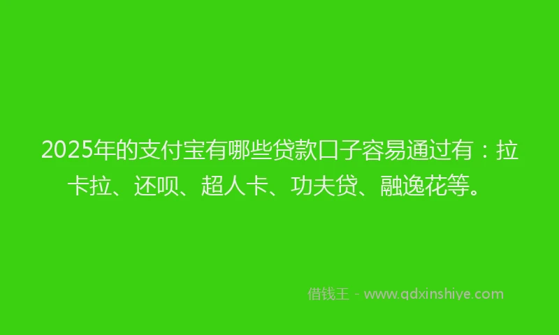 2025年的支付宝有哪些贷款口子容易通过有：拉卡拉、还呗、超人卡、功夫贷、融逸花等。