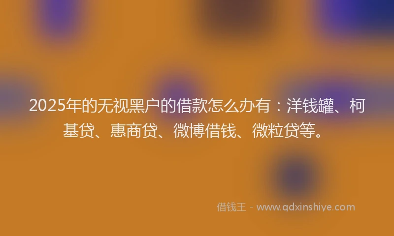 2025年的无视黑户的借款怎么办有：洋钱罐、柯基贷、惠商贷、微博借钱、微粒贷等。