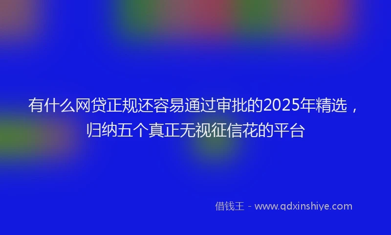 有什么网贷正规还容易通过审批的2025年精选，归纳五个真正无视征信花的平台